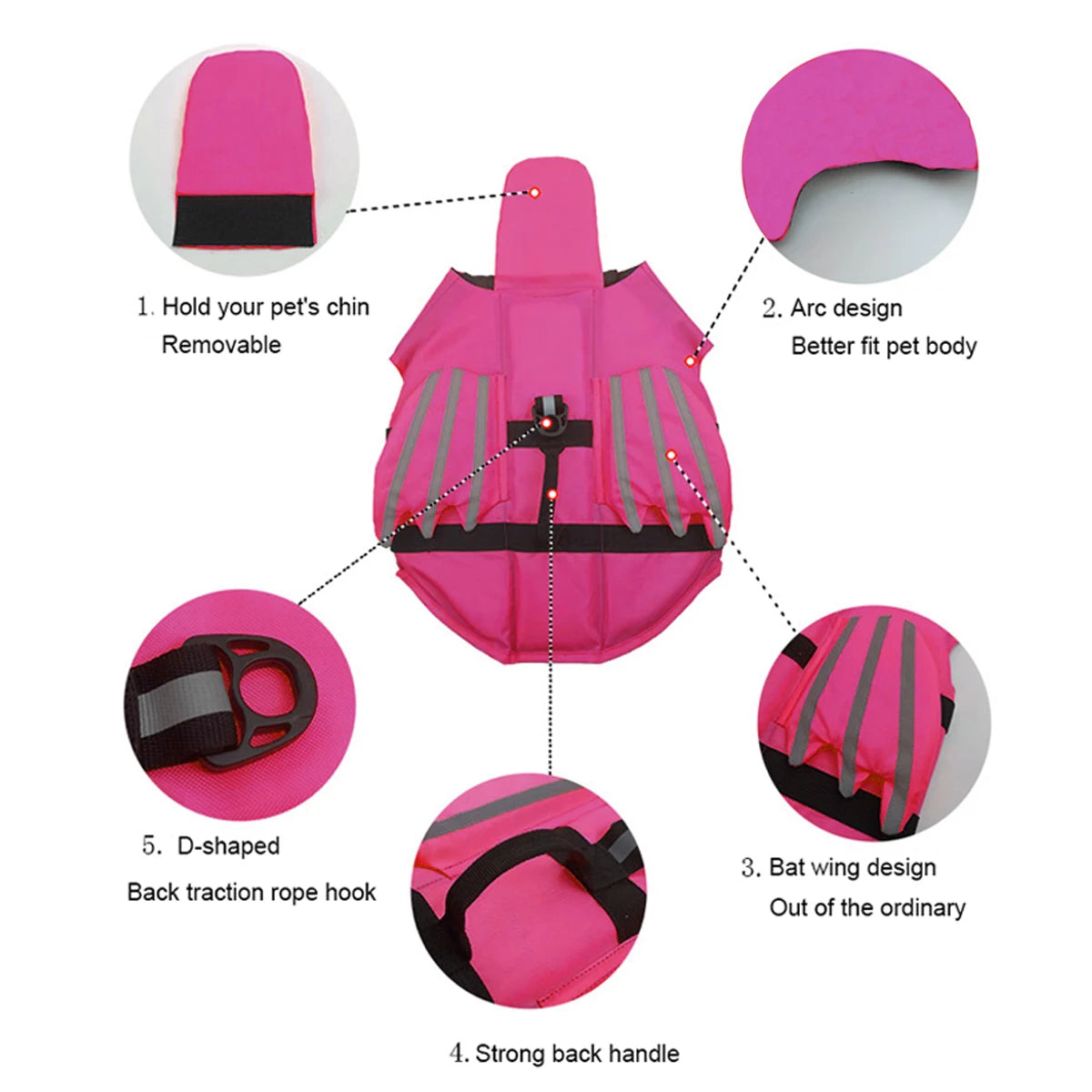 Dog Life Jacket Dog Safety Vest Adjustable Preserver with High Buoyancy and Durable Rescue Handle for Small Medium and Large Dog