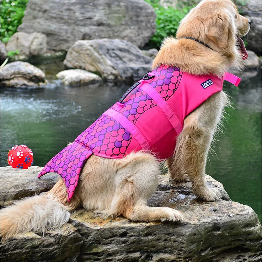 Pet Dog Life Jacket Vest Clothes Life Vest Collar Harness Dog Swimming Summer Swimwear Mermaid Shark Life jacket