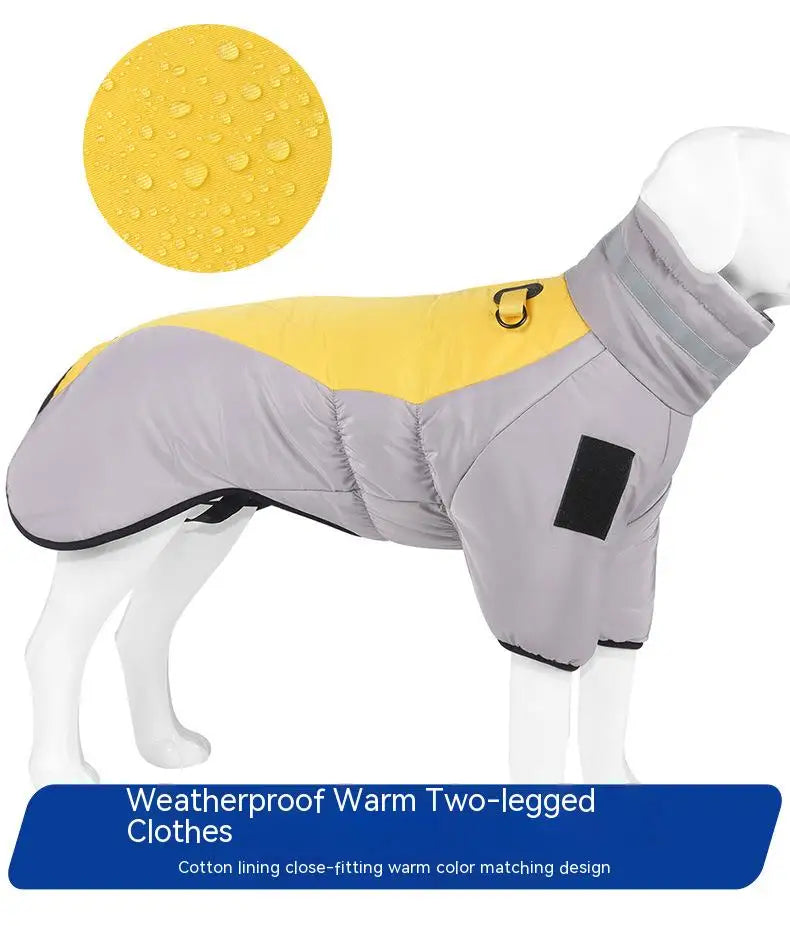 High-Neck Warm Jumpsuit for Dogs, Waterproof Dog Overalls, Cotton Blend Coat, Golden Labrador Retriever, Big Dog, Winter