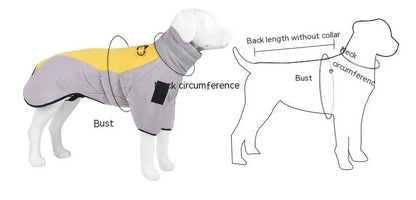 High-Neck Warm Jumpsuit for Dogs, Waterproof Dog Overalls, Cotton Blend Coat, Golden Labrador Retriever, Big Dog, Winter