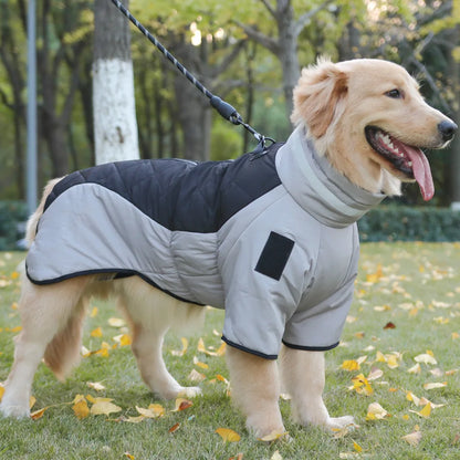 High-Neck Warm Jumpsuit for Dogs, Waterproof Dog Overalls, Cotton Blend Coat, Golden Labrador Retriever, Big Dog, Winter