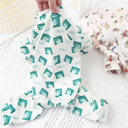 Spring Dog Clothes Cute Cartoon Pattern Jumpsuits Fashion Puppy Pajamas Soft Warm Cat Jumpsuits Pet Four-Legged Jumpsuit Rompers