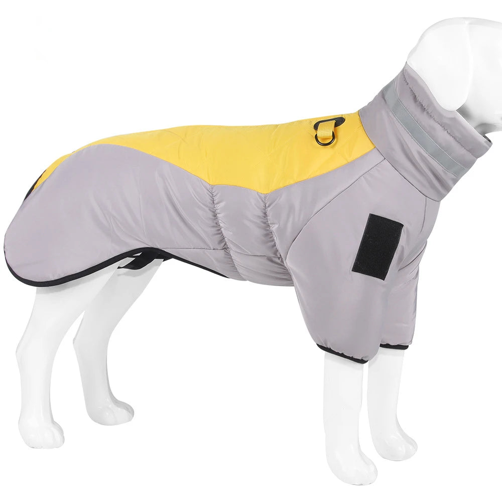 High-Neck Warm Jumpsuit for Dogs, Waterproof Dog Overalls, Cotton Blend Coat, Golden Labrador Retriever, Big Dog, Winter