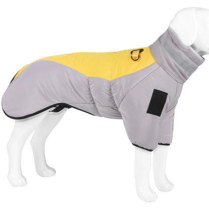 High-Neck Warm Jumpsuit for Dogs, Waterproof Dog Overalls, Cotton Blend Coat, Golden Labrador Retriever, Big Dog, Winter