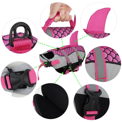 Scales Shark Swim Dog Clothes Pet Life Jacket Vest Harness Pet Swimming Summer Swimwear