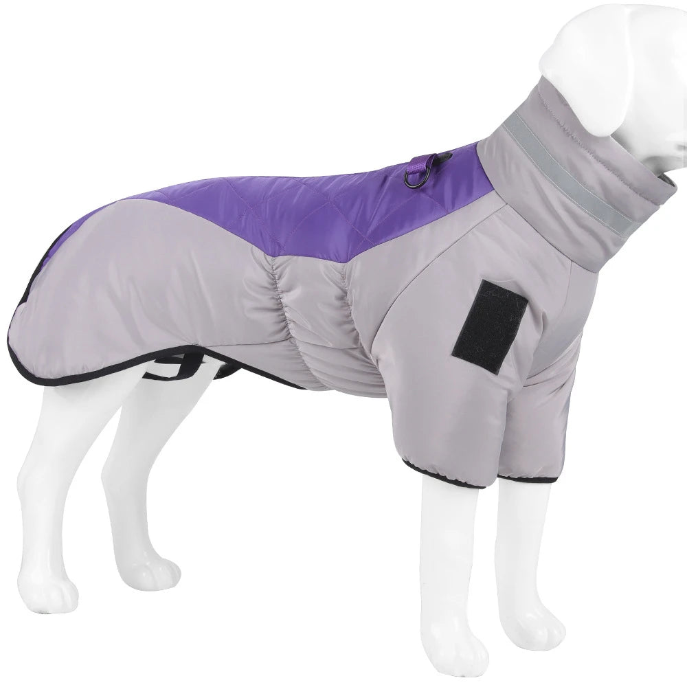 High-Neck Warm Jumpsuit for Dogs, Waterproof Dog Overalls, Cotton Blend Coat, Golden Labrador Retriever, Big Dog, Winter