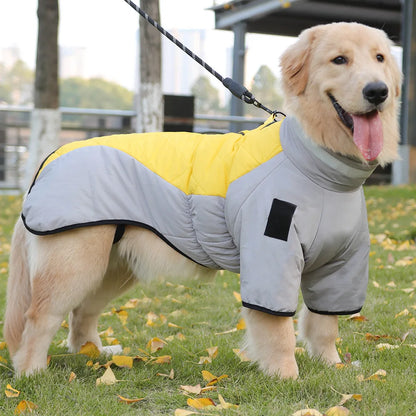 High-Neck Warm Jumpsuit for Dogs, Waterproof Dog Overalls, Cotton Blend Coat, Golden Labrador Retriever, Big Dog, Winter