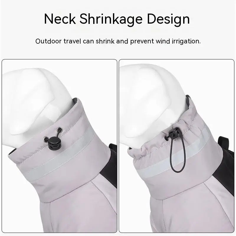 High-Neck Warm Jumpsuit for Dogs, Waterproof Dog Overalls, Cotton Blend Coat, Golden Labrador Retriever, Big Dog, Winter
