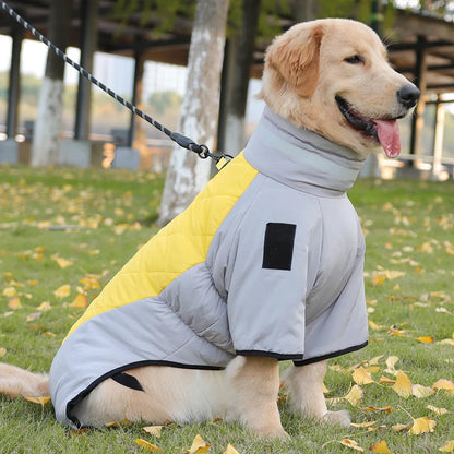 High-Neck Warm Jumpsuit for Dogs, Waterproof Dog Overalls, Cotton Blend Coat, Golden Labrador Retriever, Big Dog, Winter