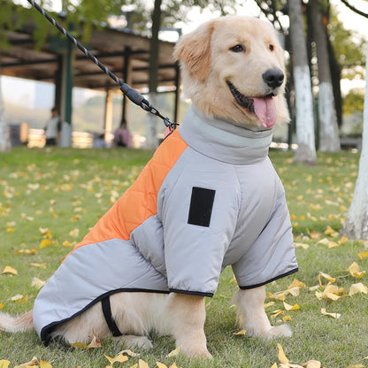 High-Neck Warm Jumpsuit for Dogs, Waterproof Dog Overalls, Cotton Blend Coat, Golden Labrador Retriever, Big Dog, Winter